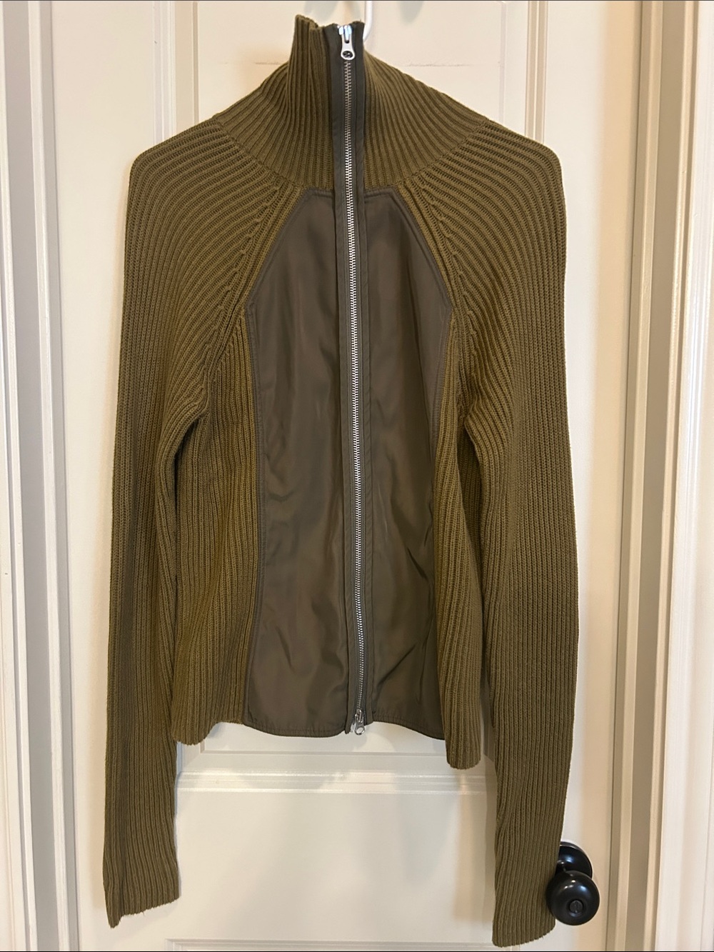 KF Kaufman Franco Olive Green Ribbed Turtleneck Sweater with thumb holes- Women